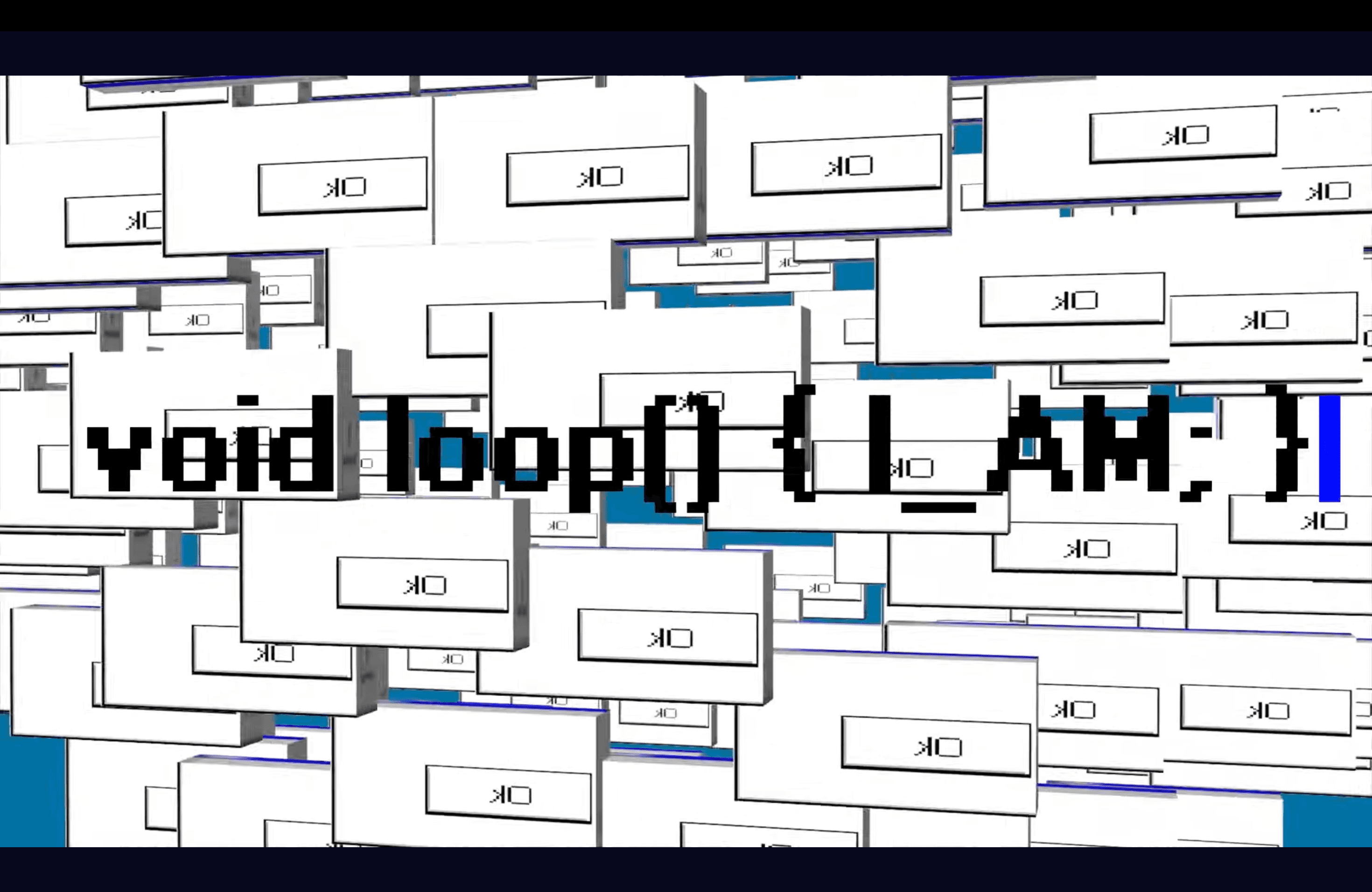 Projected void loop interface made from cascading dialog windows