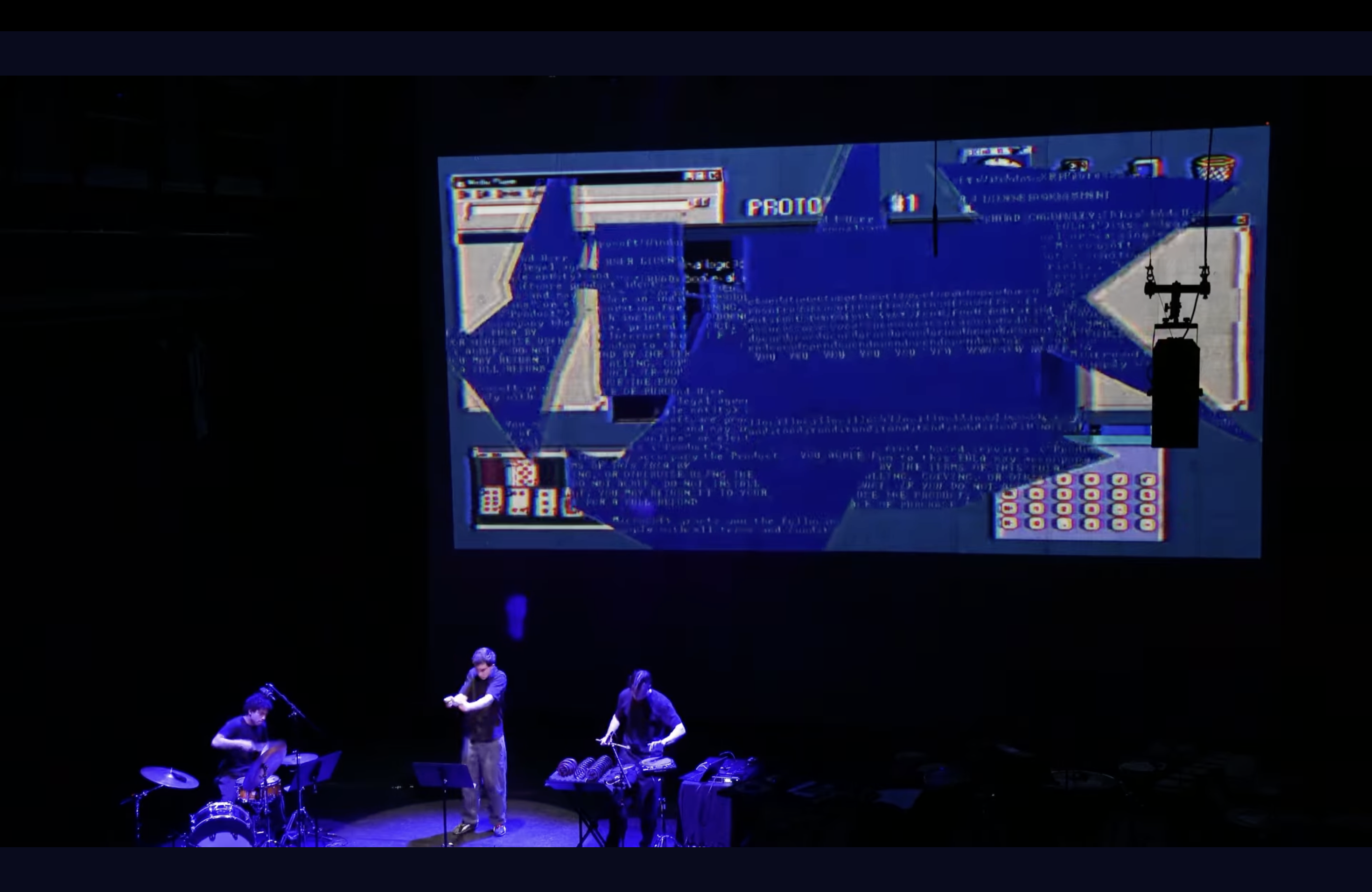 Performance with projected blue graphical score